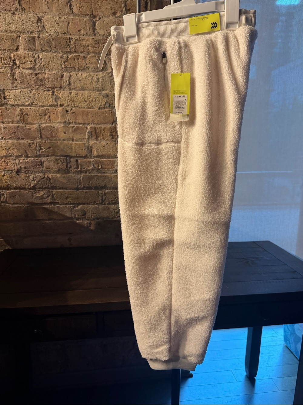 all in motion Cream/Tan faux shearling pant Sherpa Joggers